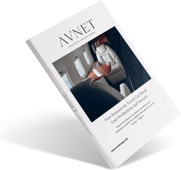 An issue of AVNET magazine, cover story: How Business Jet Travel Can Boost Your Productivity and Success